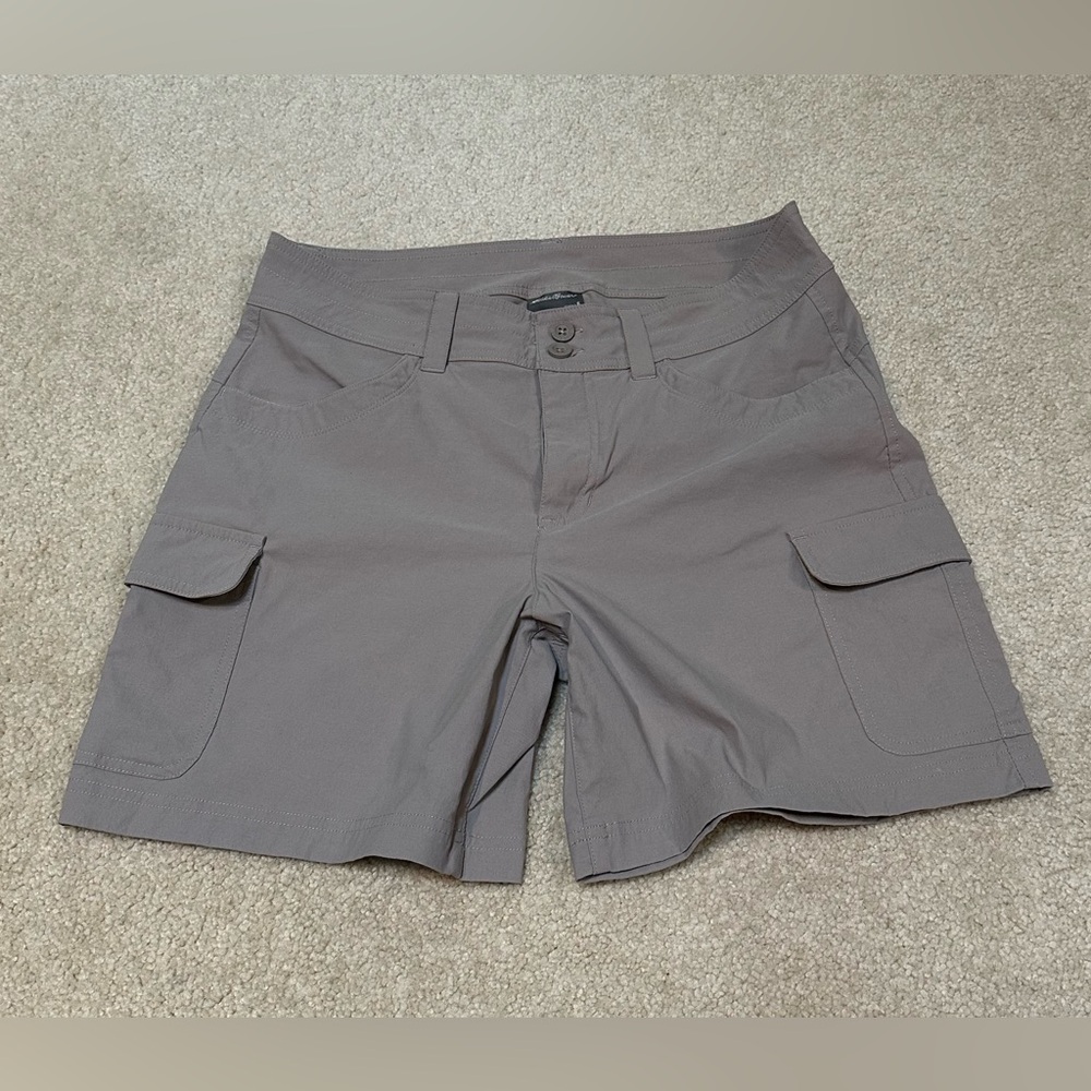 Eddie Bauer Women's Summer Trail Short Tan Gray Cargo Shorts Size 6